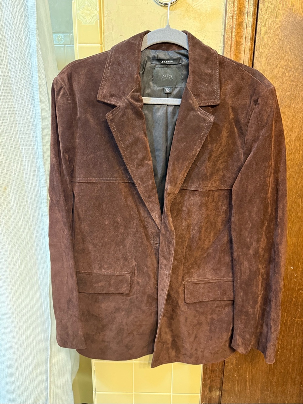 Zara Dark Brown Suede leather blazer